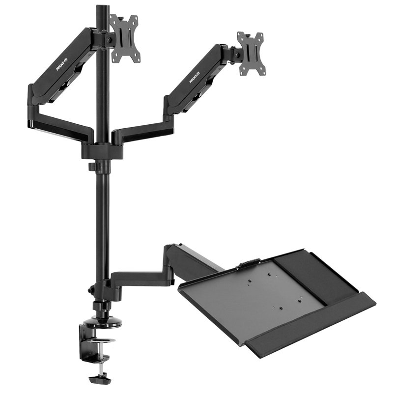 MountIt! Dual Monitor Sit Stand Workstation [2 Screens Up To 32" Each